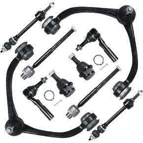 10PCS Front Upper Control Arm Fits 2005-2010 for Dodge Dakota | 2006-2009 for Mitsubishi Raider | 2011 for RAM Dakota w/Outer Inner Tie Rod Ends Lower Ball Joints Sway Bar Links Suspension Kit