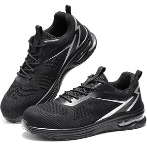 Furuian Composite Toe Shoes for Men Lightweight Composite Work Shoes Safety Shoes Not Steel Toe Sneakers Breathable Composite Toe Sneakers for Men Indestructible Safety Shoes for Men Black