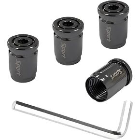 4 PCS Locking Tire Valve Stem Caps, Anti Theft Design Wheel Valve Stem Cover with Rubber Seal, Dust Proof Locking Tire Valve Stem Air Cap for Car SUV Truck Motorcycle Bike (Style1, Black)