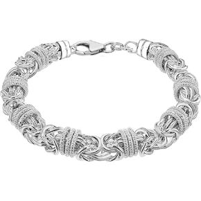 Tuscany Silver Unisex Sterling Silver Chunky 9.7mm Byzantine and Rings Bracelet of Length 21cm