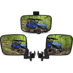 SAUTVS Center Rear View Mirror and Side Mirrors Kit for Yamaha Wolverine X2/X4, Convex Center Mirror and Adjustable Folding Side Mirrors for Yamaha Wolverine X2 X4 850 2018-2020 Accessories