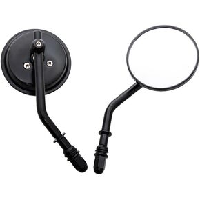 Motorcycle Side Mirror Round Universal Rearview Mirror fit for Motorbike Scooter ATV UTV E-Bike (Silver, 3'' mirror handlebar mount)