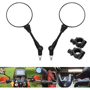 Kucehiup Motorcycle Mirrors,Foldable Adjustment Round Rear View Mirror Universal 10mm Thread 7/8" 22mm Handle Bar Rear View Mirror