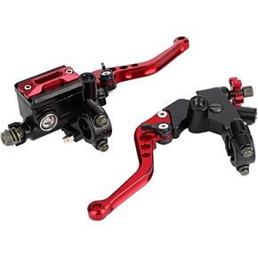 Longzhuo Motorcycle Brake Clutch Lever 1 Pair 7/8" 22mm Folding Levers Aluminum Alloy Universal for Honda Kawasaki Suzuki Yamaha, Adjustable Handlebar Brake Clutch Lever Left & Right Set (Red)