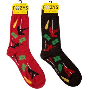 Foozys Men’s Pole Dancer Late Night Party - Up to No Good Novelty Socks | 2 Pair