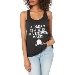 Disney Junior's Princess Dream Wish Slim Fit, Scoop Hem Racerback Tank, Black, X-Small