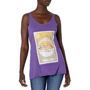 Star Wars Junior's Mandalorian Baby Tri-Blend Racerback Layering Tank, Purple Heather, Medium