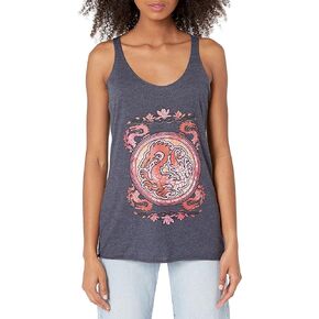 Disney Junior's Princess Mushu Stained Glass Tri-Blend Racerback Layering Tank, Navy Blue Heather, X-Large