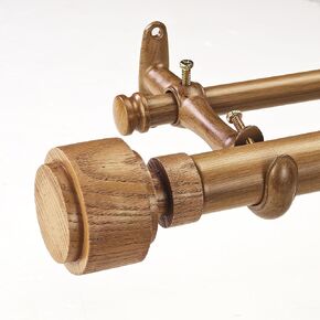 1-1/8 Inch Diameter Faux Wood Curtain Rod with Wood Grain Finials, 72-144 inch Telescoping Double Curtain Rods for window width 68-140 inch, 1 pack