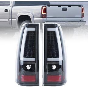 LED Tail Light for 2003 2004 2005 2006 Chevy Silverado 1500 2500 3500 Black LED Tube Rear Brake Lamps C-Type Pair Set