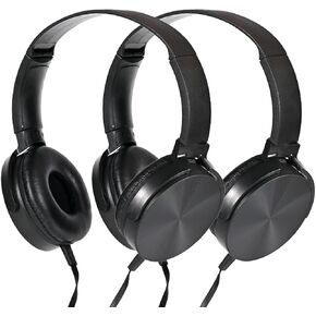 Classroom Headphones Bulk 10 Pack,Students On Ear Headsets,Comfy Swivel Earphones for Computer,School,Library,Airplane,for Online Learning and Travel,Premium Stereo Sound 3.5mm Jack (Black)