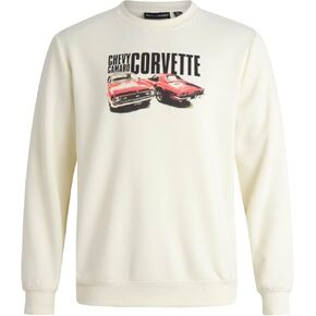 General Motors Men's Sweatshirt - Chevy Corvette Camaro Fleece Crewneck Pullover Graphic Sweatshirt for Men (S-XL)