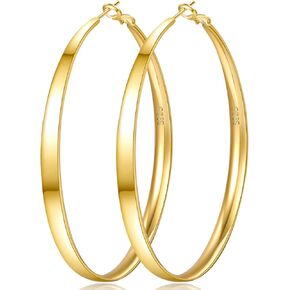 Senteria 5MM Wide 925 Sterling Silver Hoop Earrings for Women Hypoallergenic Extra Large Silver Hoop Earrings Large Oversize Big Silver Thick Hoop Earrings for Women 30/40/50/60/70MM