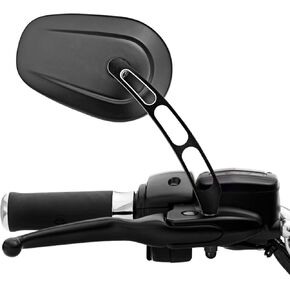 Mofun Gloss Black Mirrors 8mm Rear Side Mirror Compatible with Harley Softail Dyna Touring, Street Glide, Road Glide, Road King 1982-2024