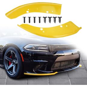JDMON Front Bumper Lip Splitter Protector Compatible with Dodge Charger SRT Hellcat/SRT 392 / Scat Pack/RT Scat Pack/GT/RT 2015-2021, GT RT Accessories, Yellow 2pcs