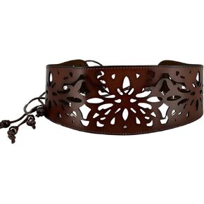 Wide Waist Belt For Women, Wide Leather Corset Dress Belt For Tunics, Western Floral Cutout Waistband