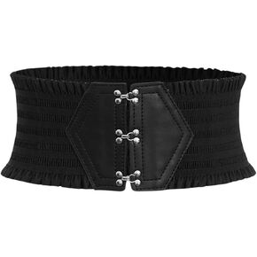 Verdusa Women's Wide Corset Belt Elastic Waist Waistband Ruffle Belts