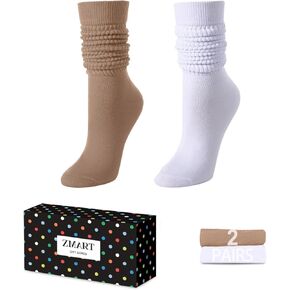 Zmart Slouchy Socks for Women - Scrunch Socks Slouch Socks 80S 90S 2 Pairs Neon Knee Tube Socks