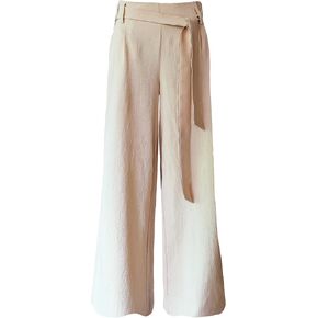 Women's Wide Leg Pants with Pockets, High Waist Adjustable Knot Loose Palazzo Trousers Business Work Casual Pants