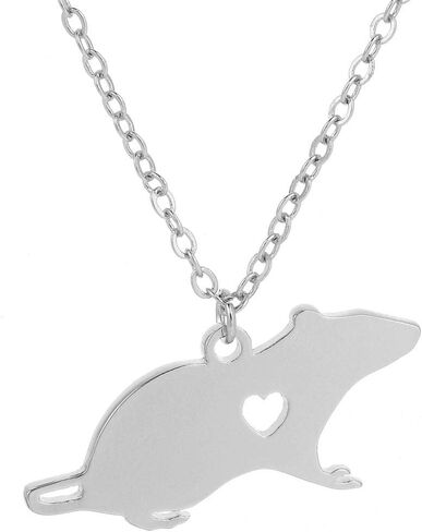 NOUMANDA Fashion Cute Mouse Engraved Heart Pendant Necklace Simple Animal Copper Jewelry in Saudi Arabia
