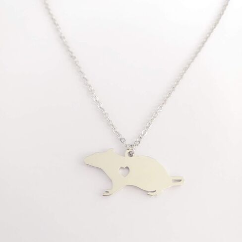NOUMANDA Fashion Cute Mouse Engraved Heart Pendant Necklace Simple Animal Copper Jewelry in Saudi Arabia