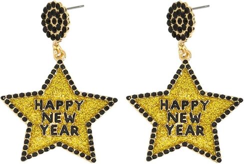 Happy New Year Champagne Earrings Champagne Bottle Wine Glass New Year's Hat Dangle Earrings New Year’s Eve Party Holiday Jewelry Gifts for Women in Saudi Arabia