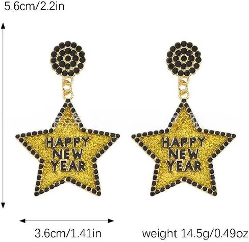 Happy New Year Champagne Earrings Champagne Bottle Wine Glass New Year's Hat Dangle Earrings New Year’s Eve Party Holiday Jewelry Gifts for Women in Saudi Arabia