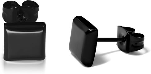TGNEL Square Mens Black Stud Earrings Titanium Earring for Men Women, Polished Hypoallergenic Stud Earrings for Sensitive Ears in Saudi Arabia