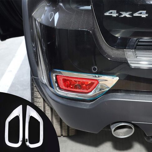 CheroCar Rear Tail Foglights Lamp Frame Bezel Fog Lights Cover for Jeep Grand Cherokee 2011-2020, ABS Exterior Accessories, Chrome, 2 Pack in Saudi Arabia