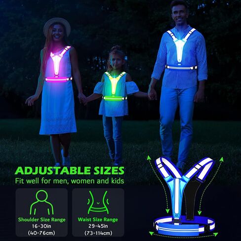 LED Reflective Vest Running Gear, USB Rechargeable Light Up Running Vest Chest Phone Holder for Runners Night Walking in Kuwait
