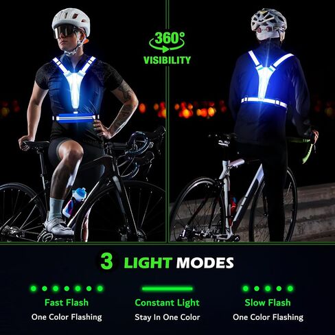 LED Reflective Vest Running Gear, USB Rechargeable Light Up Running Vest Chest Phone Holder for Runners Night Walking in Kuwait