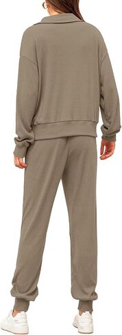 CHERFLY Women's 2 Piece Outfits 2024 Fall Tracksuits Long Sleeve Half Zip Sweatshirt Sweatpants Lounge Set Sweatsuits in Saudi Arabia