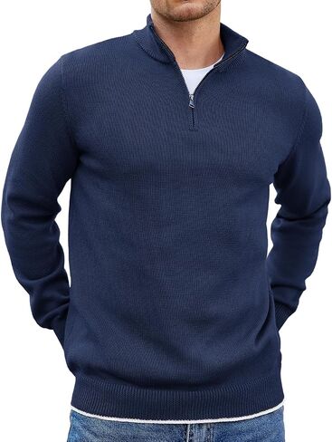 COOFANDY Men's Quarter Zip Up Pullover Slim Fit Lightweight Mock Neck Long Sleeve Sweaters in Saudi Arabia