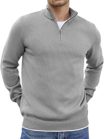 COOFANDY Men's Quarter Zip Up Pullover Slim Fit Lightweight Mock Neck Long Sleeve Sweaters in Saudi Arabia