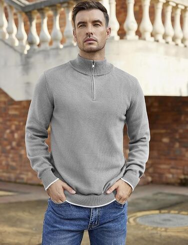 COOFANDY Men's Quarter Zip Up Pullover Slim Fit Lightweight Mock Neck Long Sleeve Sweaters in Saudi Arabia