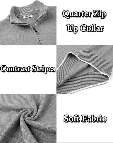 COOFANDY Men's Quarter Zip Up Pullover Slim Fit Lightweight Mock Neck Long Sleeve Sweaters in Saudi Arabia