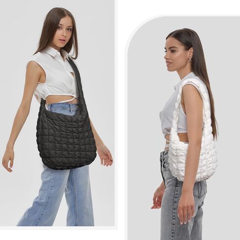 PACKISM Puffer Crossbody Bags for Women - Large Carryall Puffy Quilted Tote Bag Lightweight Bubble Soft Shoulder Purse in Saudi Arabia