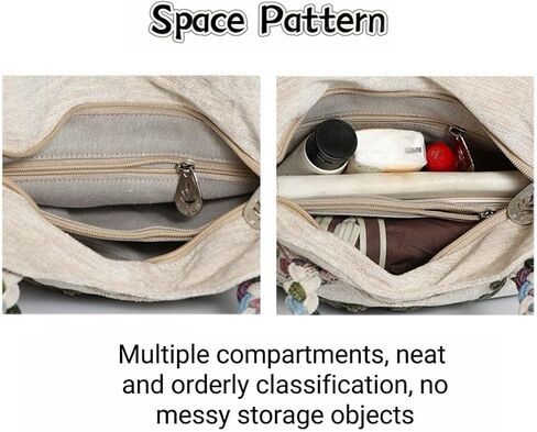 Women Cotton Canvas Tote Bag Hippie Hemp Boho Embroidery Canvas Tote Bag With Zipper Multi Pocket Retro Handbag Floral Purse in Kuwait