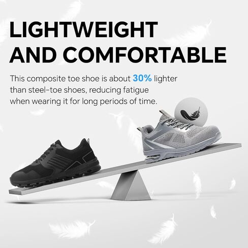 Furuian Composite Toe Shoes for Men Lightweight Composite Work Shoes Safety Shoes Not Steel Toe Sneakers Breathable Composite Toe Sneakers for Men Indestructible Safety Shoes for Men Black in Saudi Arabia