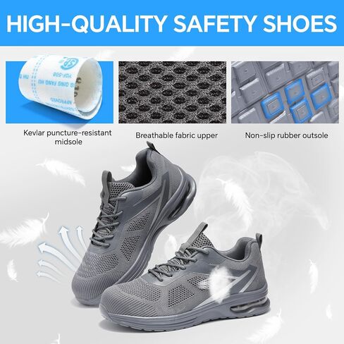 Furuian Composite Toe Shoes for Men Lightweight Composite Work Shoes Safety Shoes Not Steel Toe Sneakers Breathable Composite Toe Sneakers for Men Indestructible Safety Shoes for Men Black in Saudi Arabia