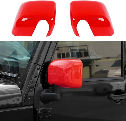 Side Mirror Covers,Rearview Mirrors Trim Decoration Kit 2Pcs for Jeep Wrangler 2007-2018 JK JKU(Red) in Kuwait