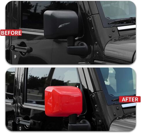 Side Mirror Covers,Rearview Mirrors Trim Decoration Kit 2Pcs for Jeep Wrangler 2007-2018 JK JKU(Red) in Kuwait