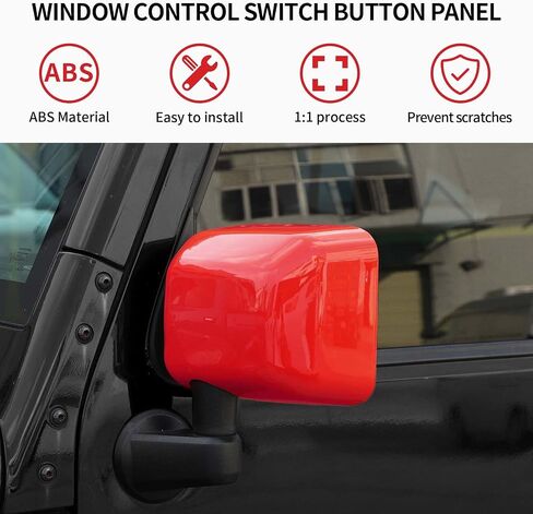 Side Mirror Covers,Rearview Mirrors Trim Decoration Kit 2Pcs for Jeep Wrangler 2007-2018 JK JKU(Red) in Kuwait
