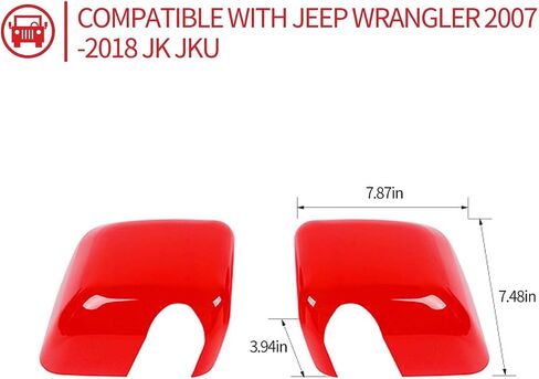 Side Mirror Covers,Rearview Mirrors Trim Decoration Kit 2Pcs for Jeep Wrangler 2007-2018 JK JKU(Red) in Kuwait