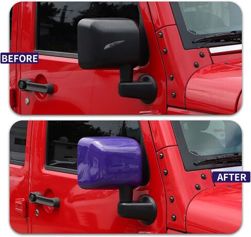 Side Mirror Covers,Rearview Mirrors Trim Decoration Kit 2Pcs for Jeep Wrangler 2007-2018 JK JKU(Red) in Kuwait