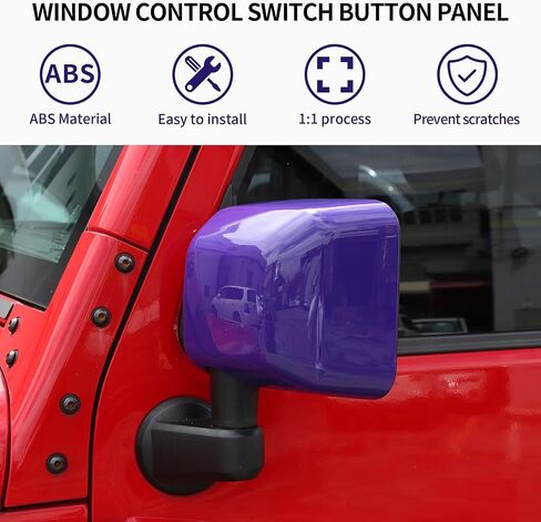 Side Mirror Covers,Rearview Mirrors Trim Decoration Kit 2Pcs for Jeep Wrangler 2007-2018 JK JKU(Red) in Kuwait