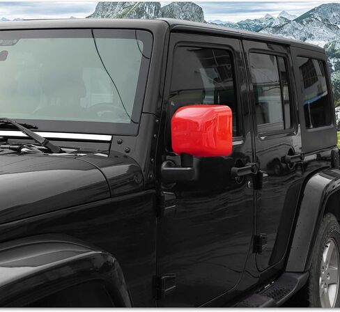 Side Mirror Covers,Rearview Mirrors Trim Decoration Kit 2Pcs for Jeep Wrangler 2007-2018 JK JKU(Red) in Kuwait