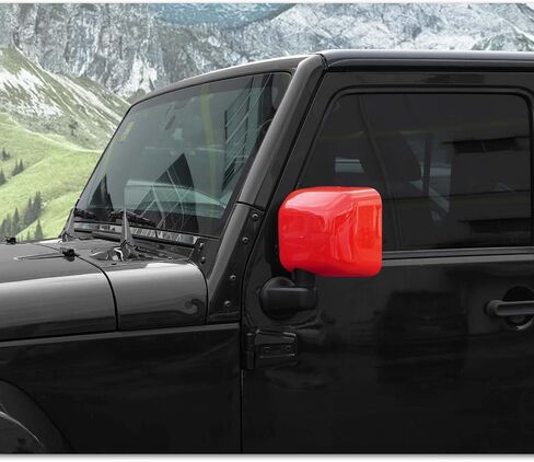 Side Mirror Covers,Rearview Mirrors Trim Decoration Kit 2Pcs for Jeep Wrangler 2007-2018 JK JKU(Red) in Kuwait