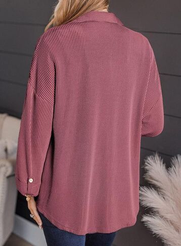 SHEWIN Womens Shacket Casual Long Sleeve Button Down Shirts Loose Boyfriend Shirt Jackets Tops in Saudi Arabia