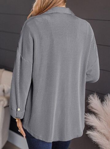 SHEWIN Womens Shacket Casual Long Sleeve Button Down Shirts Loose Boyfriend Shirt Jackets Tops in Saudi Arabia